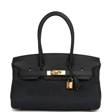 HERMÈS Hermes Shoulder Birkin Light 29 Black Swift and Bleu Indigo Denim Gold Hardware | Thumbnail 1 HERMÈS Hermes Shoulder Birkin Light 29 Black Swift and Bleu Indigo Denim Gold Hardware | Thumbnail 1