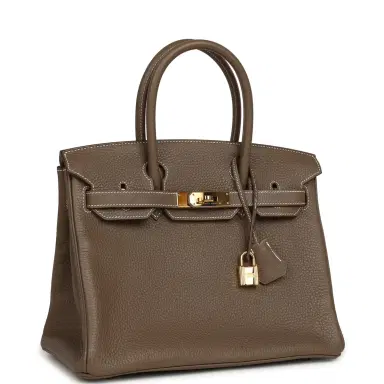 HERMÈS Pre-owned Hermes Birkin 30 Etoupe Clemence Gold Hardware | Thumbnail 2 HERMÈS Pre-owned Hermes Birkin 30 Etoupe Clemence Gold Hardware | Thumbnail 2