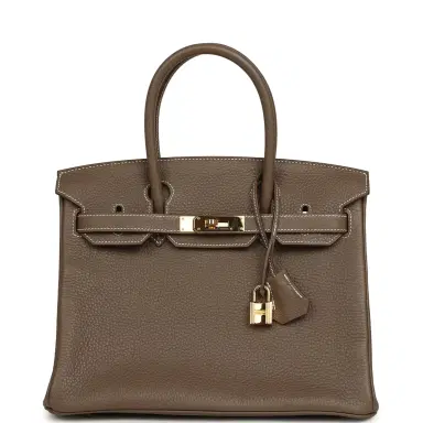 HERMÈS Pre-owned Hermes Birkin 30 Etoupe Clemence Gold Hardware | Thumbnail 1 HERMÈS Pre-owned Hermes Birkin 30 Etoupe Clemence Gold Hardware | Thumbnail 1
