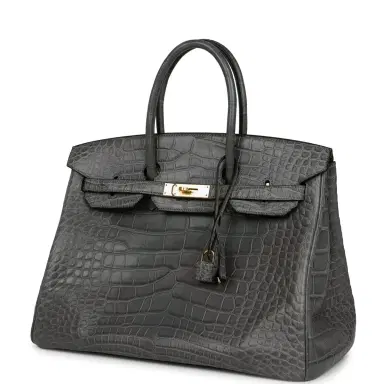 HERMÈS Pre-owned Hermes Birkin 35 Gris Paris Matte Alligator Gold Hardware | Thumbnail 5 HERMÈS Pre-owned Hermes Birkin 35 Gris Paris Matte Alligator Gold Hardware | Thumbnail 5