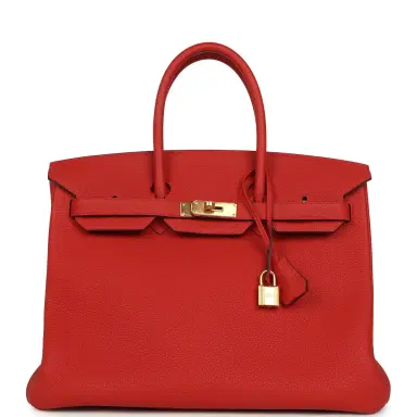HERMÈS Pre-owned Hermes Birkin 35 Rouge Tomate Togo Gold Hardware | Thumbnail 1 HERMÈS Pre-owned Hermes Birkin 35 Rouge Tomate Togo Gold Hardware | Thumbnail 1