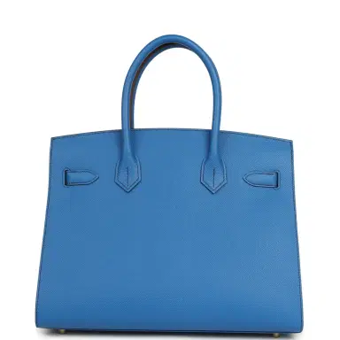 HERMÈS Pre-owned Hermes Special Order (HSS) Birkin Sellier 30 Bleu France Epsom Brushed Gold Hardware | Thumbnail 4 HERMÈS Pre-owned Hermes Special Order (HSS) Birkin Sellier 30 Bleu France Epsom Brushed Gold Hardware | Thumbnail 4
