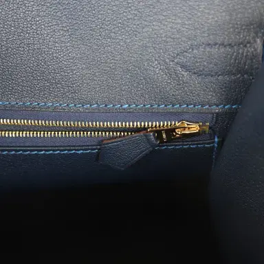 HERMÈS Pre-owned Hermes Special Order (HSS) Birkin Sellier 30 Bleu France Epsom Brushed Gold Hardware | Thumbnail 9 HERMÈS Pre-owned Hermes Special Order (HSS) Birkin Sellier 30 Bleu France Epsom Brushed Gold Hardware | Thumbnail 9