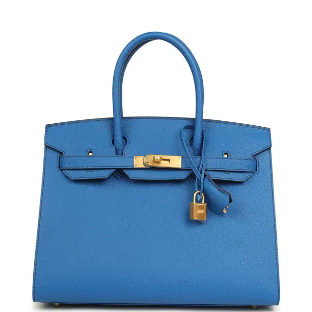 hermes Pre-owned Hermes Special Order (HSS) Birkin Sellier 30 Bleu France Epsom Brushed Gold Hardware