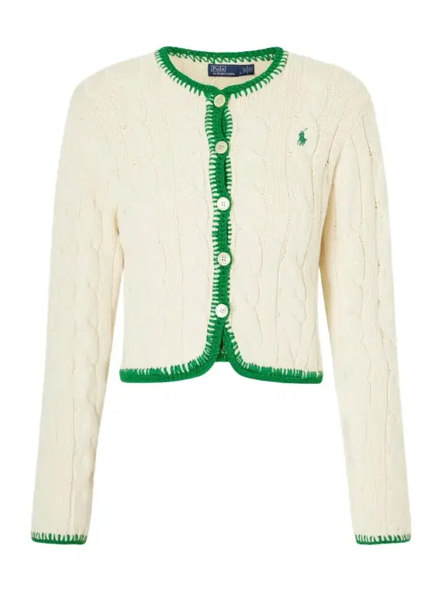 Polo Ralph Lauren Embroidered Cable-knit Cotton-blend Cardigan