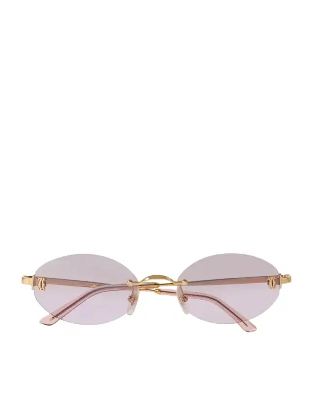 Cartier Eyewear Double C Rimless Oval-frame Gold-tone Sunglasses