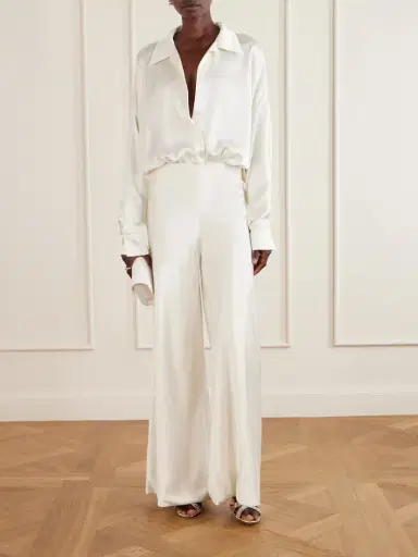 Norma Kamali Satin High-rise Wide-leg Pants | Thumbnail 2 Norma Kamali Satin High-rise Wide-leg Pants | Thumbnail 2