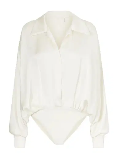 Norma Kamali Boyfriend Shirt Satin Bodysuit | Thumbnail 1 Norma Kamali Boyfriend Shirt Satin Bodysuit | Thumbnail 1