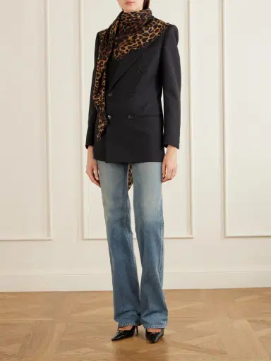 Saint Laurent Leopard-print Wool Scarf | Thumbnail 2