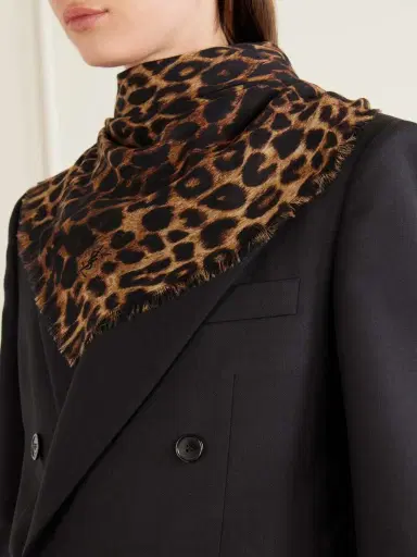 Saint Laurent Leopard-print Wool Scarf | Thumbnail 3