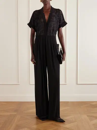 Norma Kamali Geralyn Embroidered Velvet Jumpsuit | Thumbnail 2 Norma Kamali Geralyn Embroidered Velvet Jumpsuit | Thumbnail 2