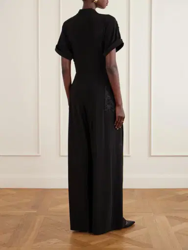 Norma Kamali Geralyn Embroidered Velvet Jumpsuit | Thumbnail 3 Norma Kamali Geralyn Embroidered Velvet Jumpsuit | Thumbnail 3