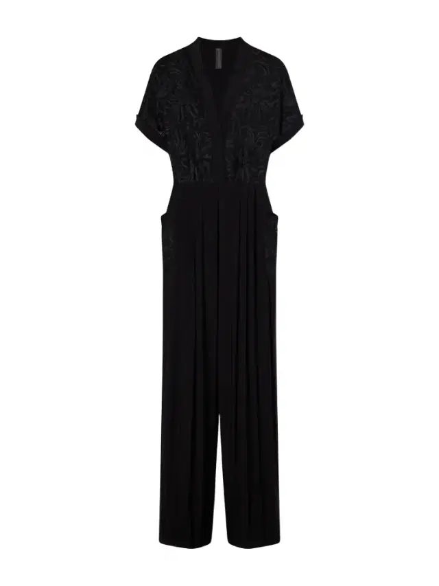 Norma Kamali Geralyn Embroidered Velvet Jumpsuit