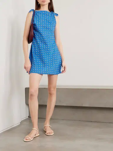 DÔEN Maltina Tie-detailed Printed Cotton And Silk-blend Mini Dress | Thumbnail 2