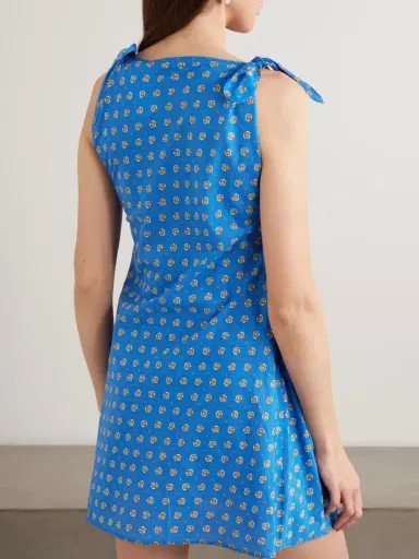 DÔEN Maltina Tie-detailed Printed Cotton And Silk-blend Mini Dress | Thumbnail 3