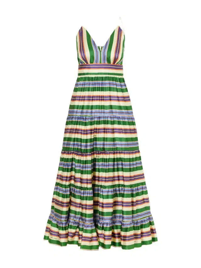Cristiano Marcheli Allegra Tiered Striped Silk-blend Maxi Dress
