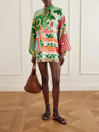Cristiano Marcheli Maria Printed Silk-blend Satin Coverup | Thumbnail 2
