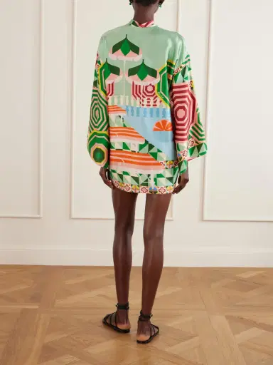 Cristiano Marcheli Maria Printed Silk-blend Satin Coverup | Thumbnail 3