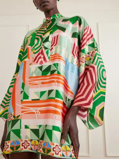 Cristiano Marcheli Maria Printed Silk-blend Satin Coverup | Thumbnail 4