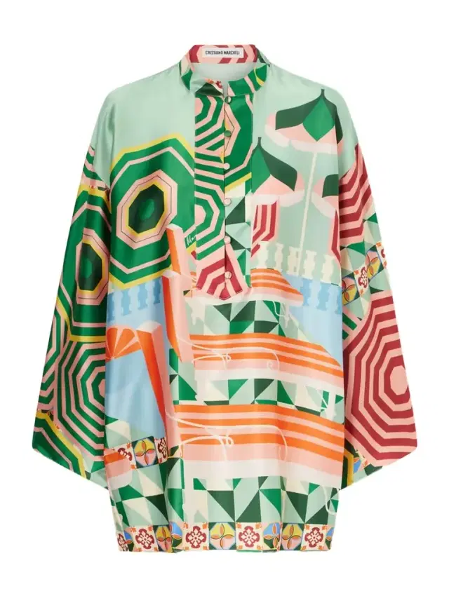 Cristiano Marcheli Maria Printed Silk-blend Satin Coverup
