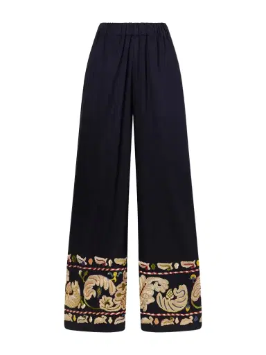 BODE Feather Runner Embroidered Cotton-blend Flared Pants | Thumbnail 1 BODE Feather Runner Embroidered Cotton-blend Flared Pants | Thumbnail 1