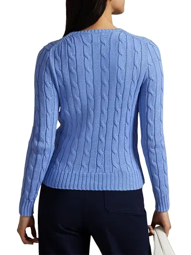 Polo Ralph Lauren Women's Julianna Cable-Knit Cotton Crewneck Sweater - Litchfield Blue | Thumbnail 4
