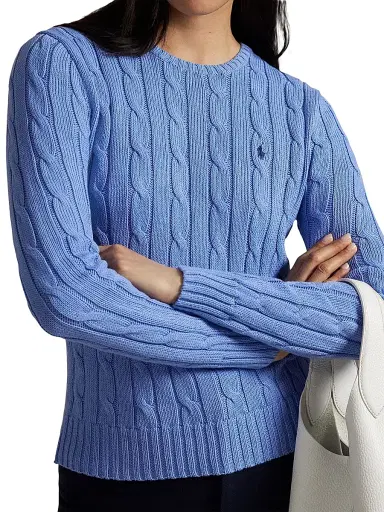 Polo Ralph Lauren Women's Julianna Cable-Knit Cotton Crewneck Sweater - Litchfield Blue | Thumbnail 5