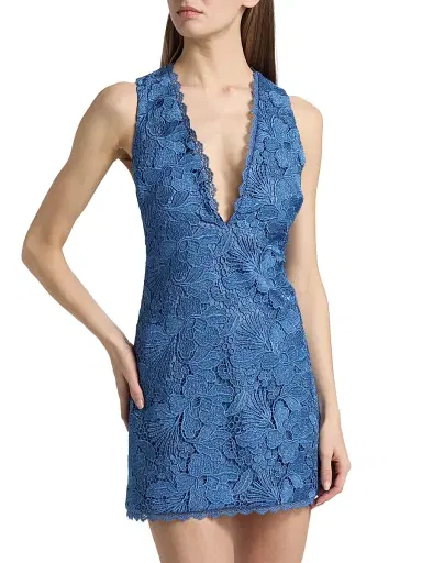 Ramy Brook Women's Rosalie V-Neck Lace Minidress - Blue Lace | Thumbnail 3 Ramy Brook Women's Rosalie V-Neck Lace Minidress - Blue Lace | Thumbnail 3