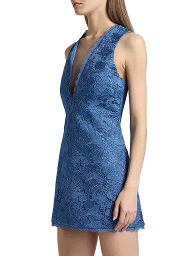 Ramy Brook Women's Rosalie V-Neck Lace Minidress - Blue Lace | Thumbnail 4 Ramy Brook Women's Rosalie V-Neck Lace Minidress - Blue Lace | Thumbnail 4