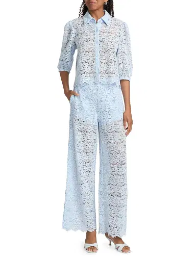 Generation Love Women's Tammy Floral Lace Shirt - Light Blue White - Size Large | Thumbnail 2 Generation Love Women's Tammy Floral Lace Shirt - Light Blue White - Size Large | Thumbnail 2