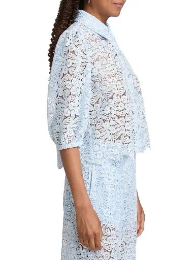 Generation Love Women's Tammy Floral Lace Shirt - Light Blue White - Size Large | Thumbnail 4 Generation Love Women's Tammy Floral Lace Shirt - Light Blue White - Size Large | Thumbnail 4