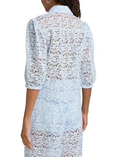 Generation Love Women's Tammy Floral Lace Shirt - Light Blue White - Size Large | Thumbnail 5 Generation Love Women's Tammy Floral Lace Shirt - Light Blue White - Size Large | Thumbnail 5