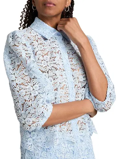 Generation Love Women's Tammy Floral Lace Shirt - Light Blue White - Size Large | Thumbnail 6 Generation Love Women's Tammy Floral Lace Shirt - Light Blue White - Size Large | Thumbnail 6