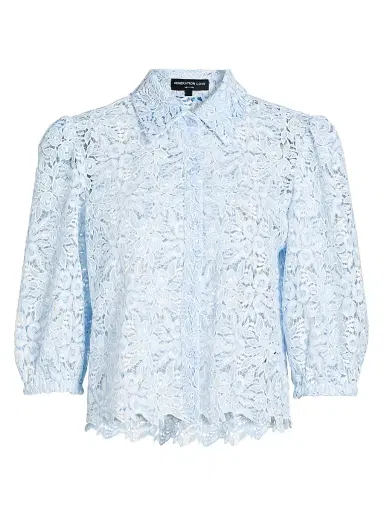 Generation Love Women's Tammy Floral Lace Shirt - Light Blue White - Size Large | Thumbnail 1 Generation Love Women's Tammy Floral Lace Shirt - Light Blue White - Size Large | Thumbnail 1