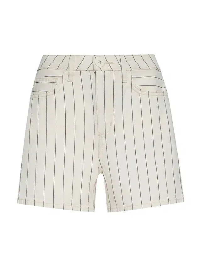 L'AGENCE Women's Lissania Pinstriped Ultra High-Rise Denim Shorts - Ecru Navy Stripe