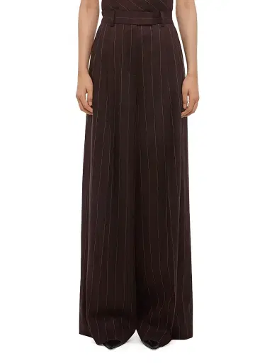 Helmut Lang Women's Pinstripe Linen-Blend Wide-Leg Pants - Brown Multi - Size 8 | Thumbnail 3 Helmut Lang Women's Pinstripe Linen-Blend Wide-Leg Pants - Brown Multi - Size 8 | Thumbnail 3