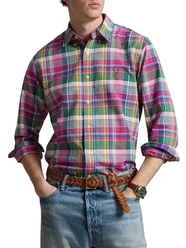 Polo Ralph Lauren Men's Plaid Stretch-Cotton Button-Down Oxford Shirt | Thumbnail 3 Polo Ralph Lauren Men's Plaid Stretch-Cotton Button-Down Oxford Shirt | Thumbnail 3