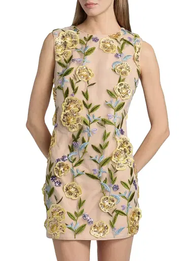 Milly Women's Ivette Sequin-Embroidered Minidress | Thumbnail 3