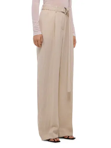 Helmut Lang Women's Twill Pleated Wide-Leg Belted Pants - Ivory - Size 12 | Thumbnail 4 Helmut Lang Women's Twill Pleated Wide-Leg Belted Pants - Ivory - Size 12 | Thumbnail 4