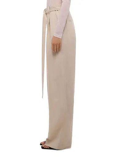 Helmut Lang Women's Twill Pleated Wide-Leg Belted Pants - Ivory - Size 12 | Thumbnail 5 Helmut Lang Women's Twill Pleated Wide-Leg Belted Pants - Ivory - Size 12 | Thumbnail 5