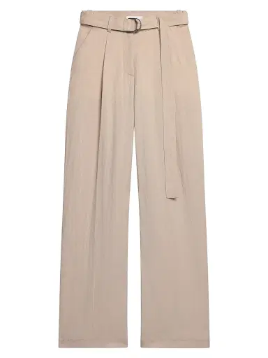 Helmut Lang Women's Twill Pleated Wide-Leg Belted Pants - Ivory - Size 12 | Thumbnail 1 Helmut Lang Women's Twill Pleated Wide-Leg Belted Pants - Ivory - Size 12 | Thumbnail 1