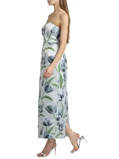 Milly Women's Orion Tulip Jacquard Strapless Gown - Blue - Size 12 | Thumbnail 2 Milly Women's Orion Tulip Jacquard Strapless Gown - Blue - Size 12 | Thumbnail 2