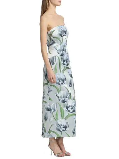 Milly Women's Orion Tulip Jacquard Strapless Gown - Blue - Size 12 | Thumbnail 4 Milly Women's Orion Tulip Jacquard Strapless Gown - Blue - Size 12 | Thumbnail 4