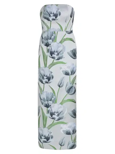 Milly Women's Orion Tulip Jacquard Strapless Gown - Blue - Size 12 | Thumbnail 1 Milly Women's Orion Tulip Jacquard Strapless Gown - Blue - Size 12 | Thumbnail 1