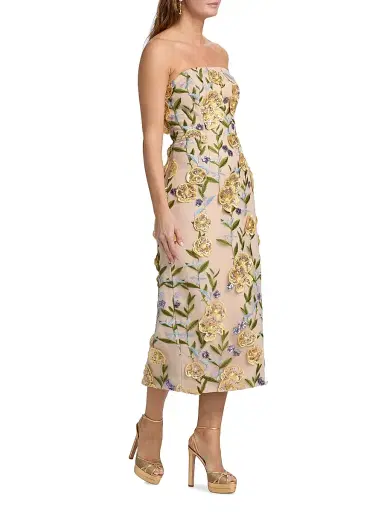 Milly Women's Kait Embroidered Sequined Strapless Midi-Dress | Thumbnail 2 Milly Women's Kait Embroidered Sequined Strapless Midi-Dress | Thumbnail 2