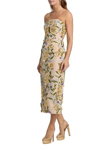 Milly Women's Kait Embroidered Sequined Strapless Midi-Dress | Thumbnail 4 Milly Women's Kait Embroidered Sequined Strapless Midi-Dress | Thumbnail 4