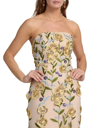 Milly Women's Kait Embroidered Sequined Strapless Midi-Dress | Thumbnail 6 Milly Women's Kait Embroidered Sequined Strapless Midi-Dress | Thumbnail 6