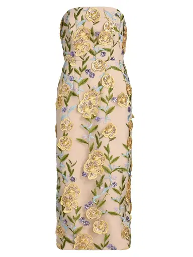 Milly Women's Kait Embroidered Sequined Strapless Midi-Dress | Thumbnail 1 Milly Women's Kait Embroidered Sequined Strapless Midi-Dress | Thumbnail 1