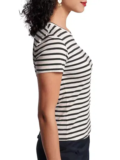 Frances Valentine Women's Super Striped Pima Cotton T-Shirt | Thumbnail 2 Frances Valentine Women's Super Striped Pima Cotton T-Shirt | Thumbnail 2