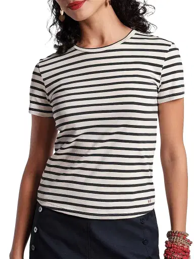 Frances Valentine Women's Super Striped Pima Cotton T-Shirt | Thumbnail 1 Frances Valentine Women's Super Striped Pima Cotton T-Shirt | Thumbnail 1